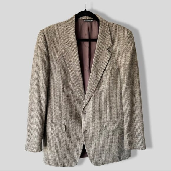 Vintage  Hyde Park Moores Union Made Striped Wool Silk Blend Blazer - Picture 1 of 15